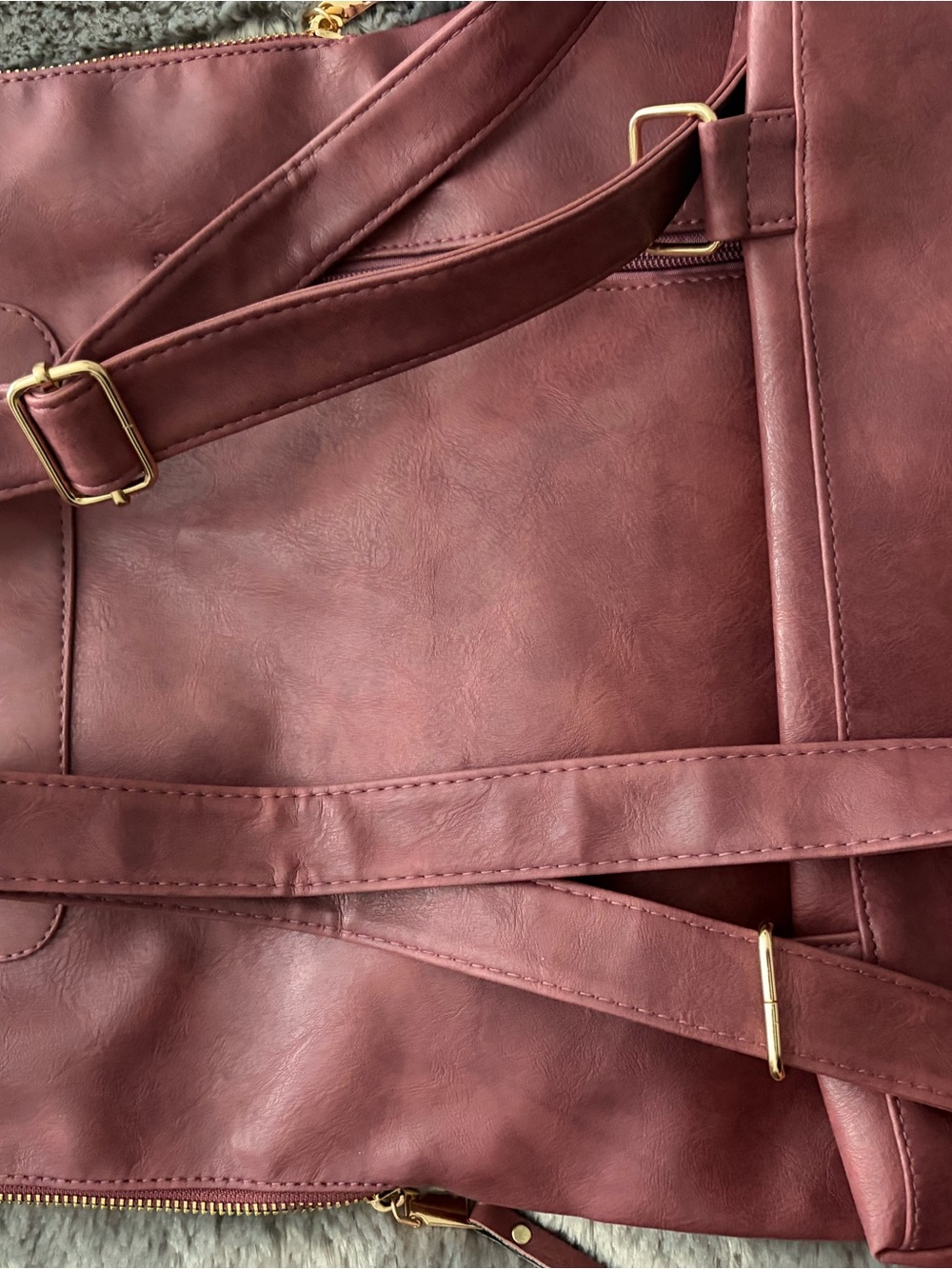 Modern Chic Burgundy Faux Leather Women's Backpack - Sleek Everyday Carry